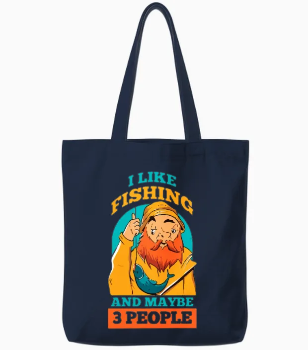I Like Fishing Tote Bags in Navy