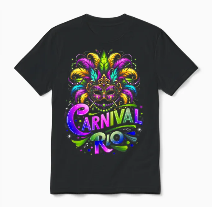Carnival Costume Rio Brazil Souvenir Mardi Gras Festival T-Shirt, Black, S Unisex T-Shirt in Black