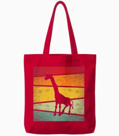 Giraffe Retro Tote Bags - Red