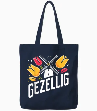 Gezellig Holland Holländisch Tulpe Niederlande Tote Bags - Navy