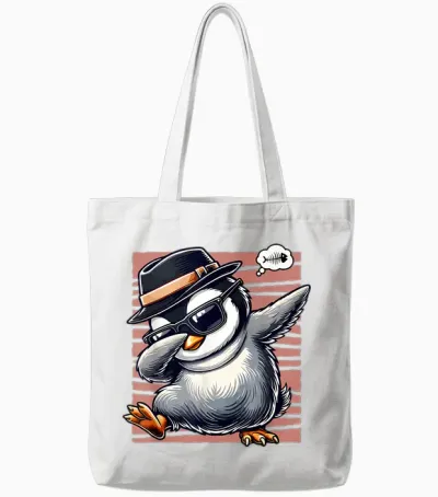 Penguin Dab Dabbing Funny Funny Penguin Theme T-Shirt, Black, S Tote Bags - White