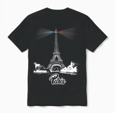 Paris Eiffel Tower Lights Lighthouse Souvenirs Events France T-Shirt, Black Unisex T-Shirt - Black