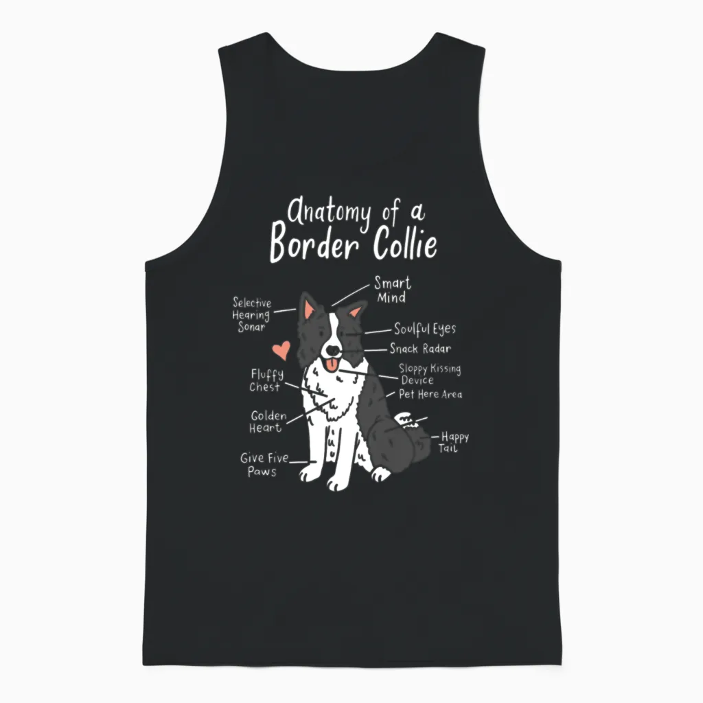 Border Collie Unisex Tank Top in Black