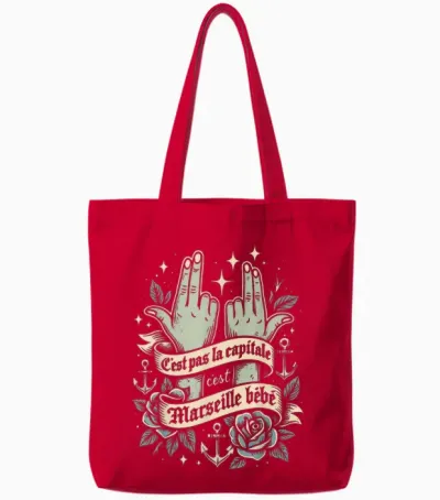 C'est Pas La Capitale C'est Marseille Tote Bags - Red