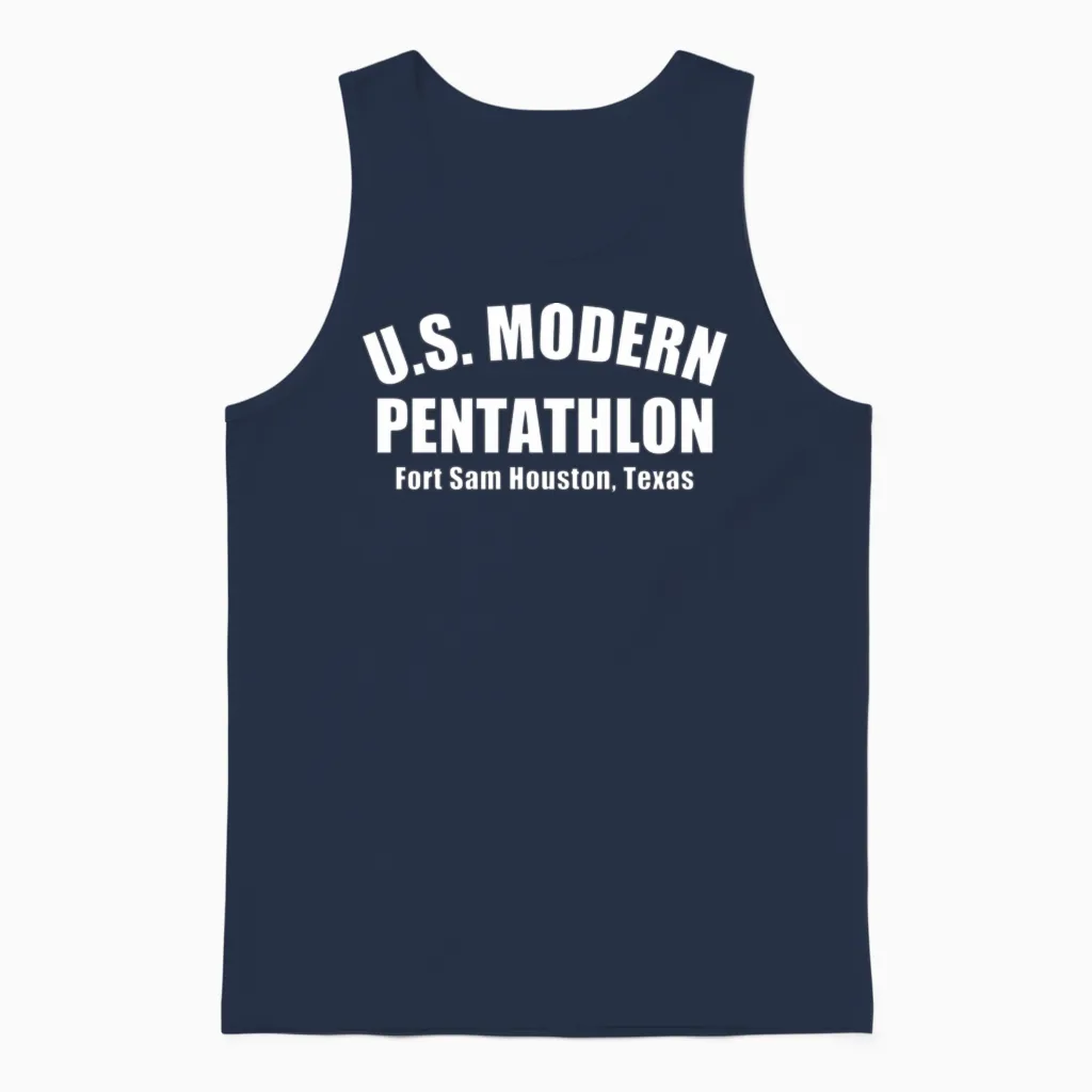 Retro 1970's Modern Pentathlon Unisex Tank Top in Navy