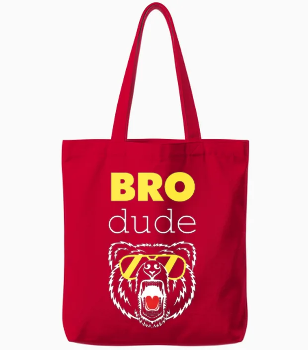 Bro Dude High Energy Frat Party Animal Jock Jam De Tote Bags in Red