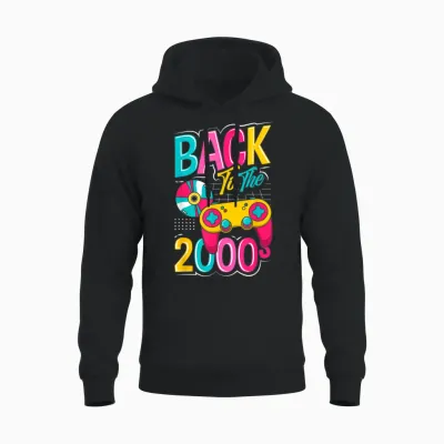 Back to the 2000s Vintage Two Thousand Retro 00s T-Shirt, Black, S Unisex Hoodie - Black