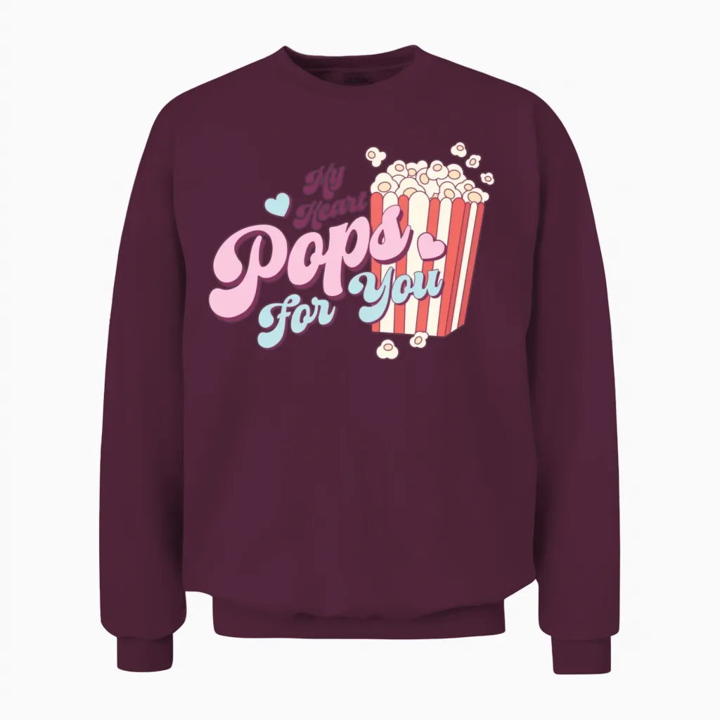 Retro Valentine Nostalgia Unisex Sweatshirt in Maroon