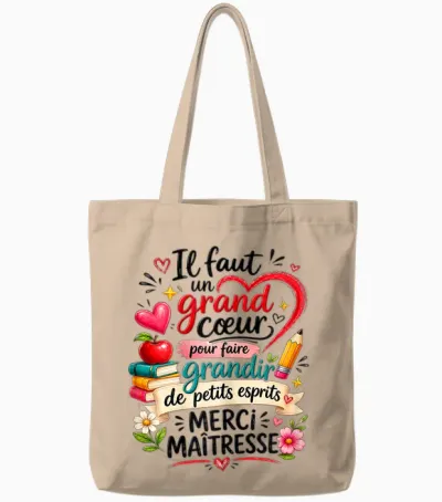 School Teacher Gift End of Year Heart Merci Original Tote Bags - Natural