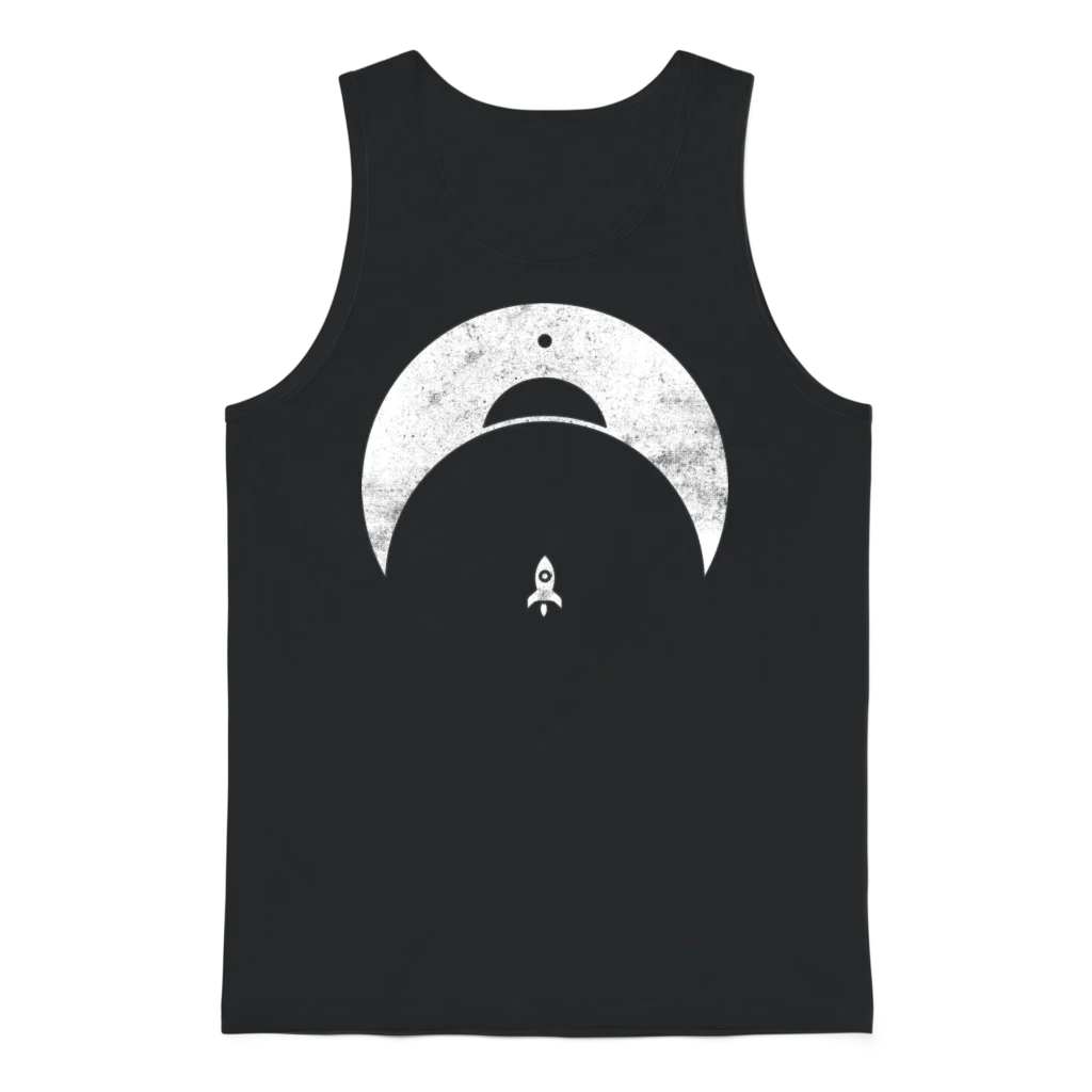 Retro Rocket Unisex Tank Top - Black