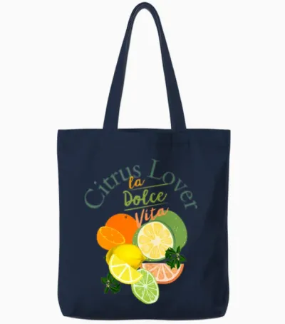 Citrus Lover La Dolce Vita Tote Bags - Navy