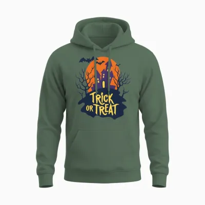 Plus Size Halloween Horror Tshirt Women Novelty Ho Unisex Hoodie - Military Green