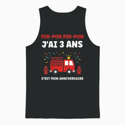 Enfant Humour Enfant 3 Ans Camion Pompier Garçon Anniversaire 3 Ans Unisex Tank Top - Black