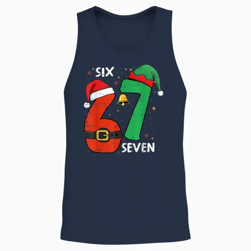 67 Christmas Funny 6 7 Meme Six Seven Xmas Men Women Unisex Tank Top - Navy