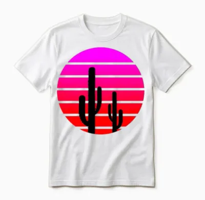 Retro Cactus Sunset Unisex T-Shirt - White