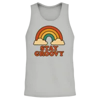 Retro Rainbow Stay Groovy — Pride Gift Unisex Tank Top - Ash – 2