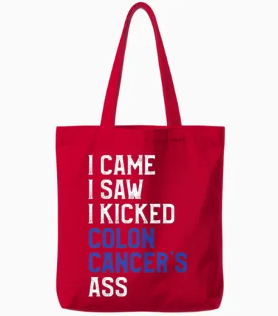Uplifting Colon Cancer Awareness Tote Bags - Red