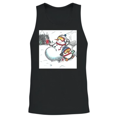Snowman & Penguin Chilling by Black Sheep Graphix Unisex Tank Top - Black