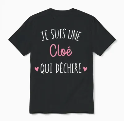 Personalised Gift Women's Name Cloé Qui Déchire Unisex T-Shirt - Black