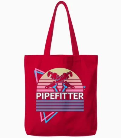 Pipefitter Pipe Fitter Retro Tote Bags - Red