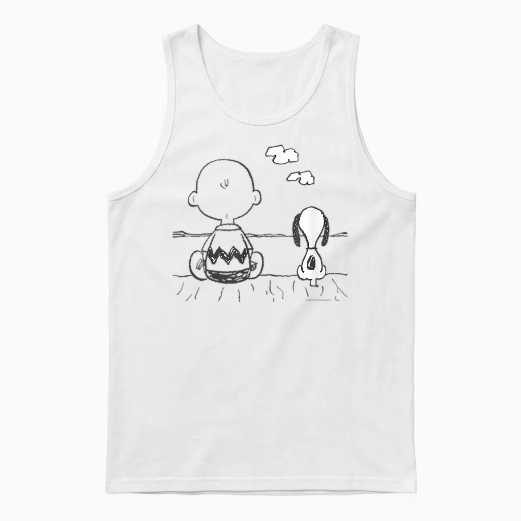 Peanuts - Snoopy Charlie Brown at the Sea Unisex Tank Top in White