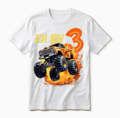 Ich Bin 3 Jahre Monster Truck 3. Geburtstag Jungs Cooles Unisex T-Shirt - White