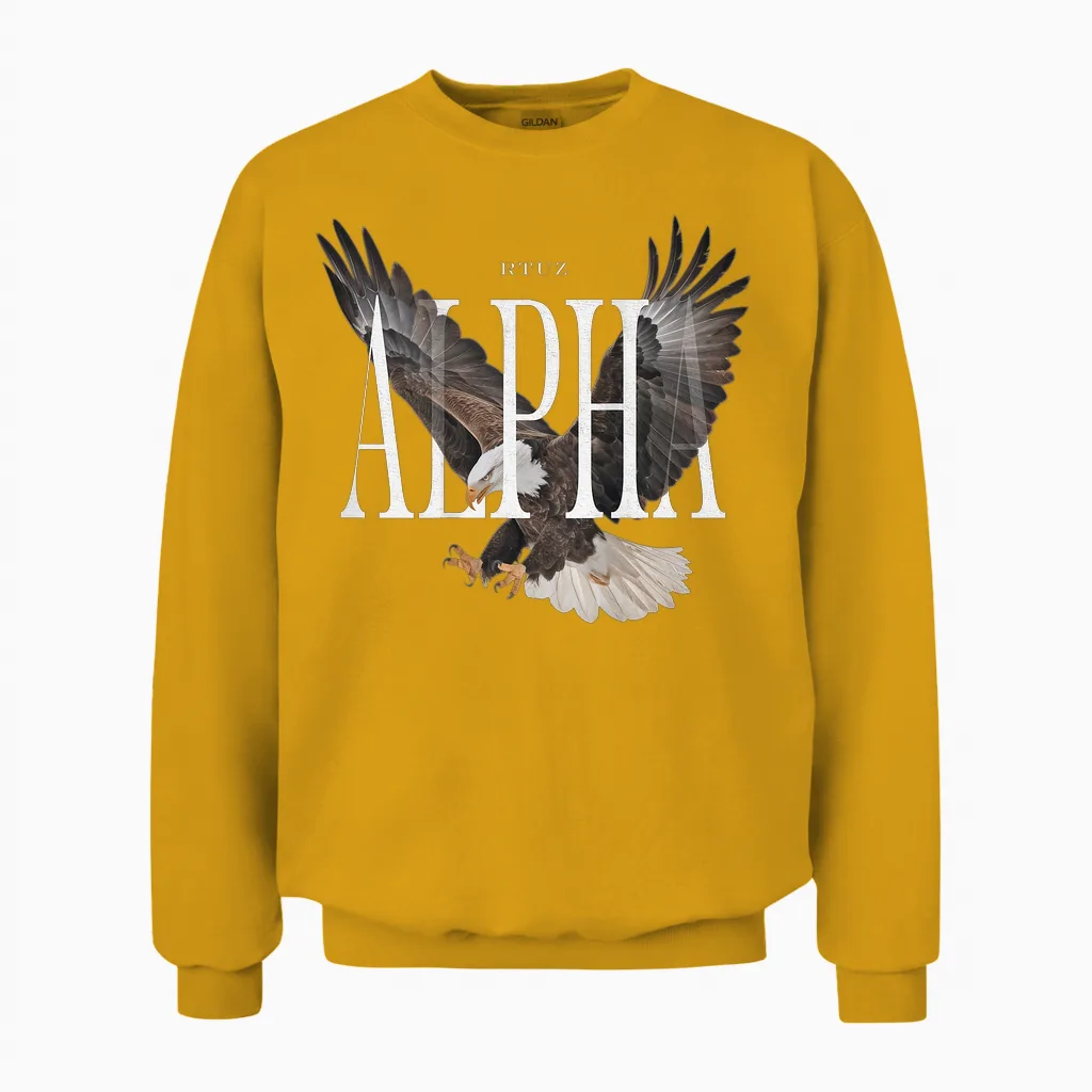 Hip Hop Y2k Vintage Retro Edgy Backprint Streetwear Adler Unisex Sweatshirt in Gold
