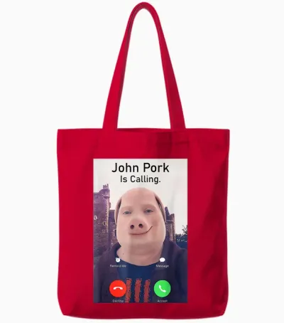 John Pork Is Calling Funny Sarcastic Answer Phone Humor Tote Bags - Red