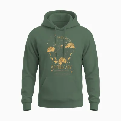 Sorrengail Apothecary | Fourth Wing | Gold Unisex Hoodie - Military Green