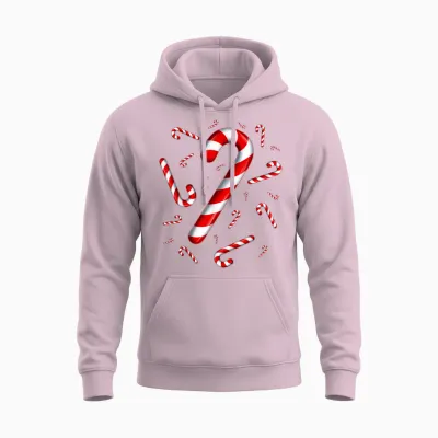Christmas Flying Candy Cane Lover Taster Red and White Woman Unisex Hoodie - Light Pink