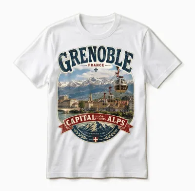 Grenoble France Capitale Des Alpes - Téléphérique Vintage Unisex T-Shirt - White