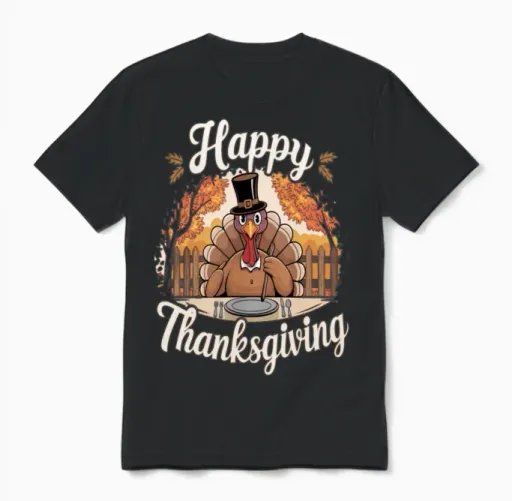 Happy Thanksgiving Unisex T-Shirt in Black