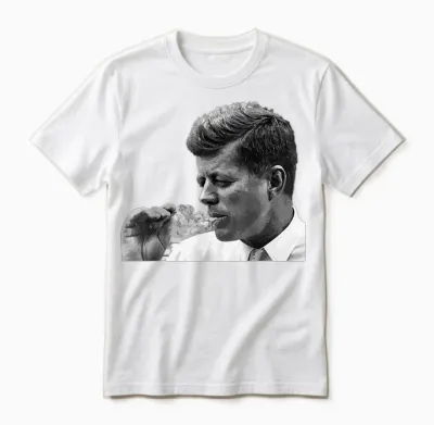 Jfk John F Kennedy Cigar Smoker T-Shirt, Black Unisex T-Shirt - White