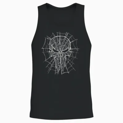 Marvel Studios Spider-Man: Bnd Movie 2026 Punisher Skull Web Unisex Tank Top - Black