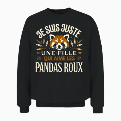 Red Panda Girl Red Panda T-Shirt, Black, S Unisex Sweatshirt - Black