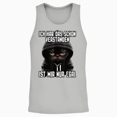 Cute Cat T-Shirt with German Text "ich Hab Das Schon Verstanden Ist Mir Nur Egal [german Language] Unisex Tank Top - Ash