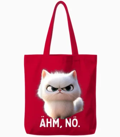 Ehm Nö Cat No Lazy Sloth Neinsagen Nö Cat T-Shirt, Black Tote Bags - Red