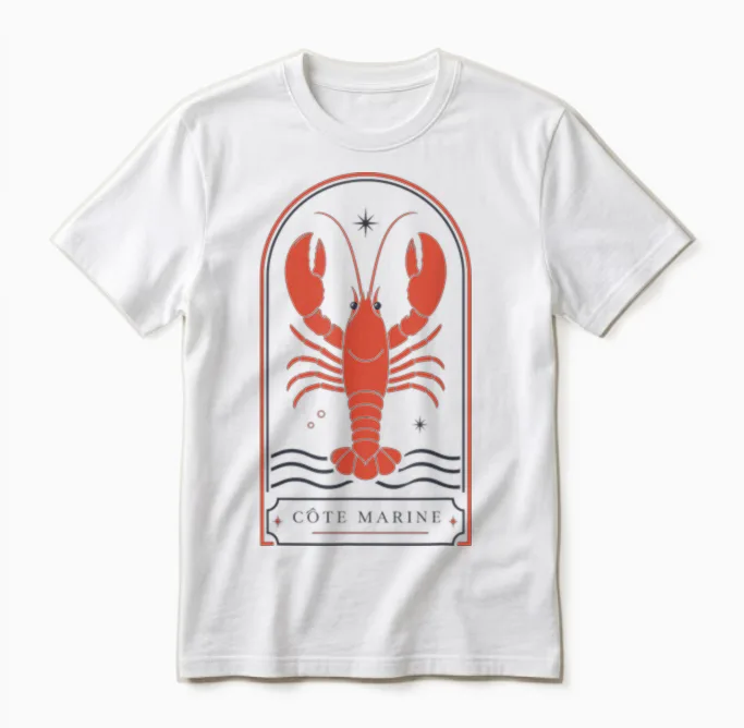 Cote Marine Homard Nautique Côtier Océan Vintage Unisex T-Shirt in White