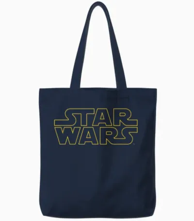 Star Wars Basic Logo Yellow T-Shirt, Black Tote Bags - Navy