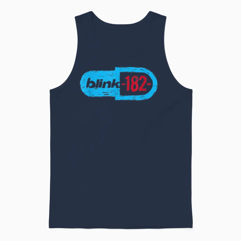 Blink-182 Official State Enema T-Shirt, White, S Unisex Tank Top in Navy