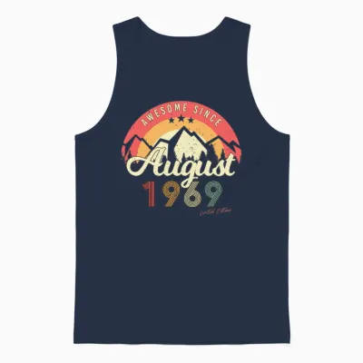 1969 August Retro Unisex Tank Top - Navy