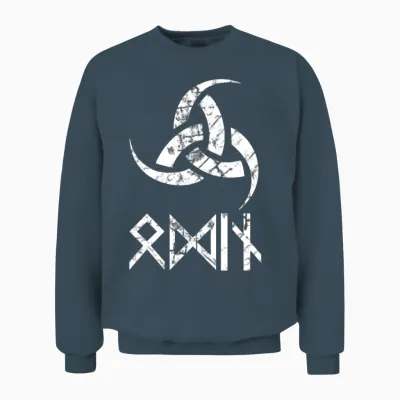 Odin God Symbol Horns Nordic Mythology Unisex Sweatshirt - Dark Heather