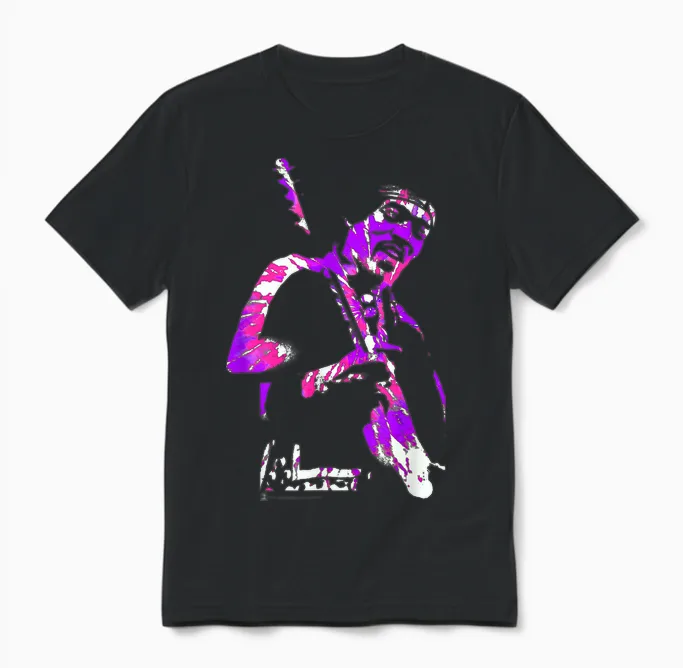 Jimi Hendrix Tye Dye Spiral T-Shirt, Black, S Unisex T-Shirt in Black