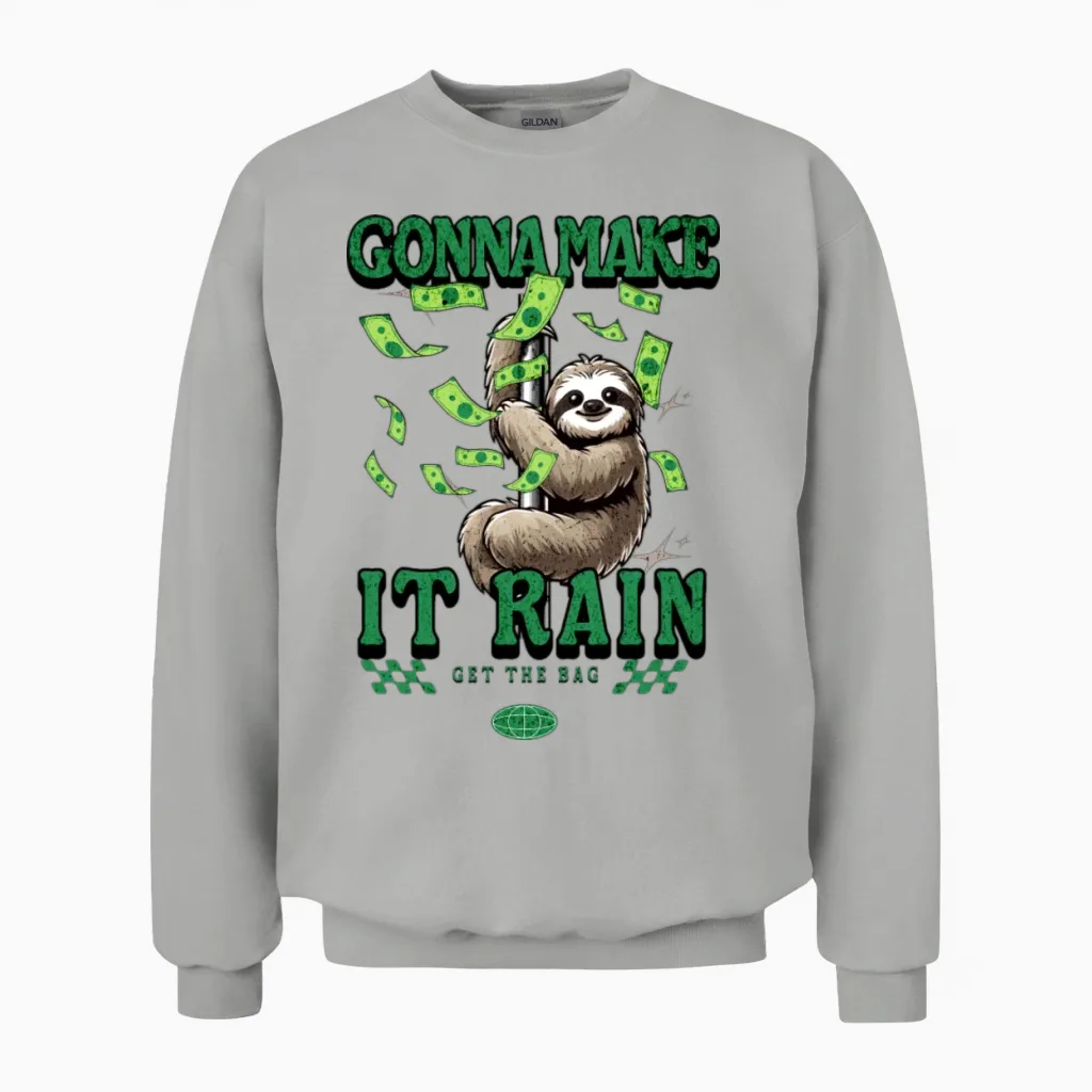 Funny Sloth Unisex Sweatshirt in Ash