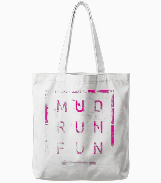 Mud Run Fun Tough Mudder Pink Trail Running Und Marathon Tote Bags in White