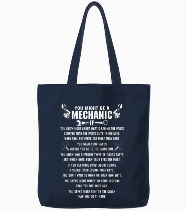 Mechanic Mechanic Mechanical Heart Tattoo Anime Tote Bags in Navy