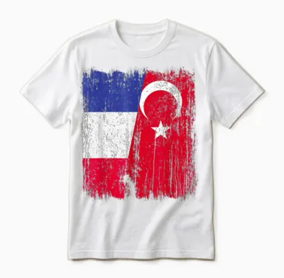 Half Flag of France Turkey Turkey Unisex T-Shirt - White