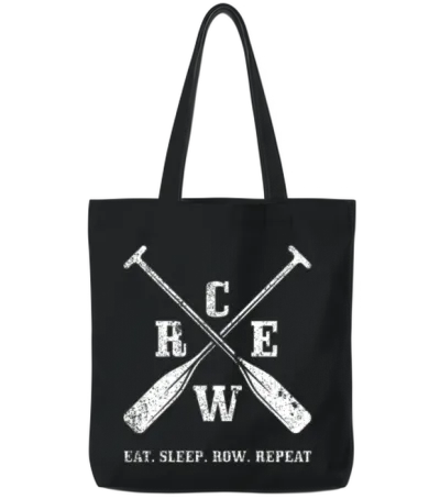Eat. Sleep. Row. Repeat Crew Rowing Boating Crew Tote Bags - Black