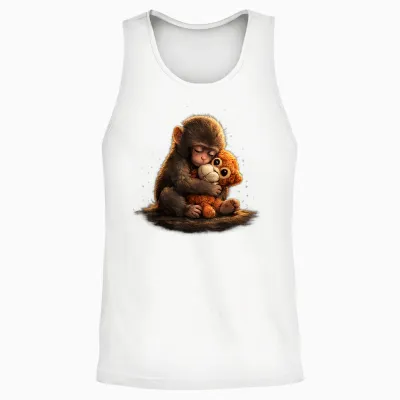 Cute Baby Monkey Punch Viral Zoo Japan Design Unisex Tank Top - White
