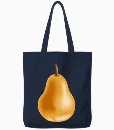 Yellow Pear Tote Bags - Navy